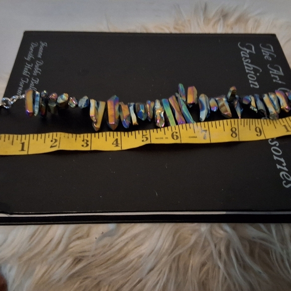 Rainbow Quartz Titanium Iridescent Aura Crystal Necklace - Picture 9 of 12